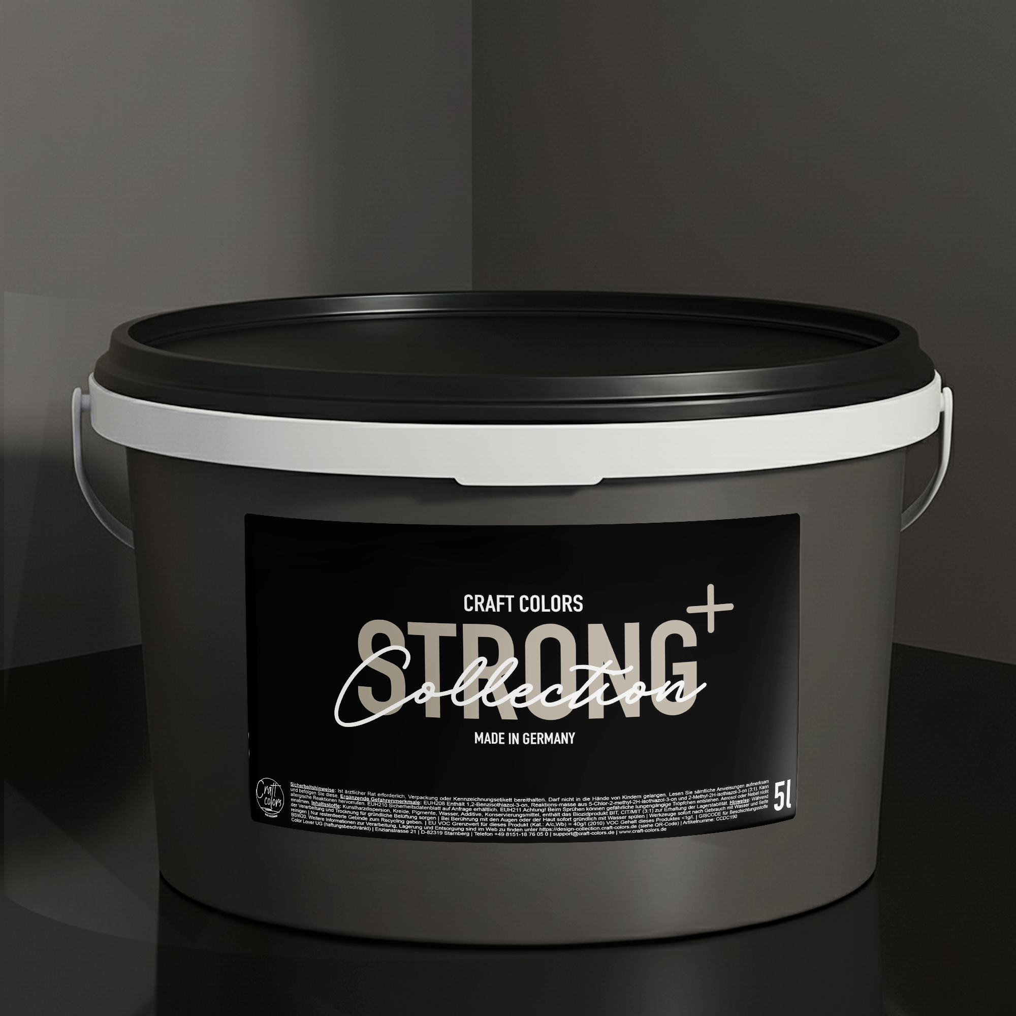 Peinture murale mate (5L) Gris foncé / Ardoise n° 791, classe d'abrasion humide 1, Collection Strong+