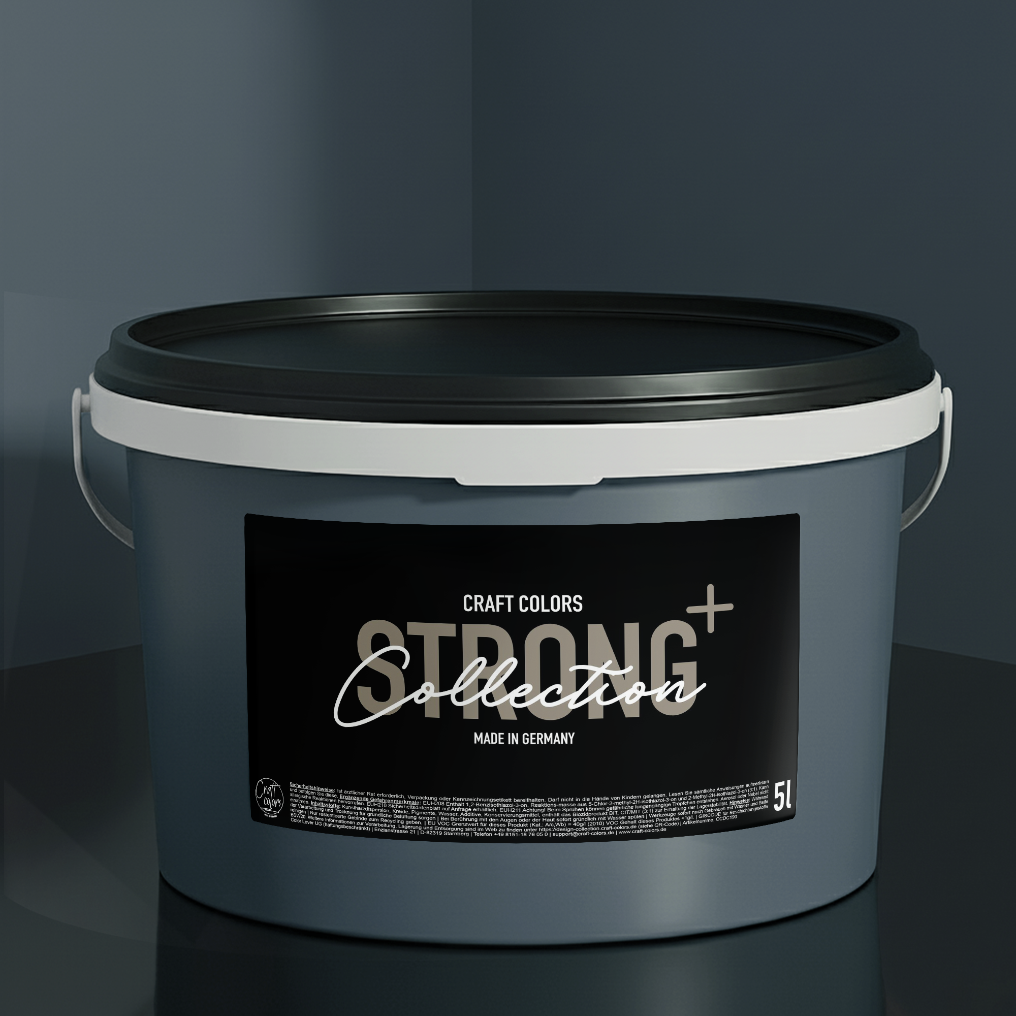 Peinture murale mate (5L) Bleu-gris / Bleu basalte 961 Classe d'abrasion humide 1 Collection Strong+