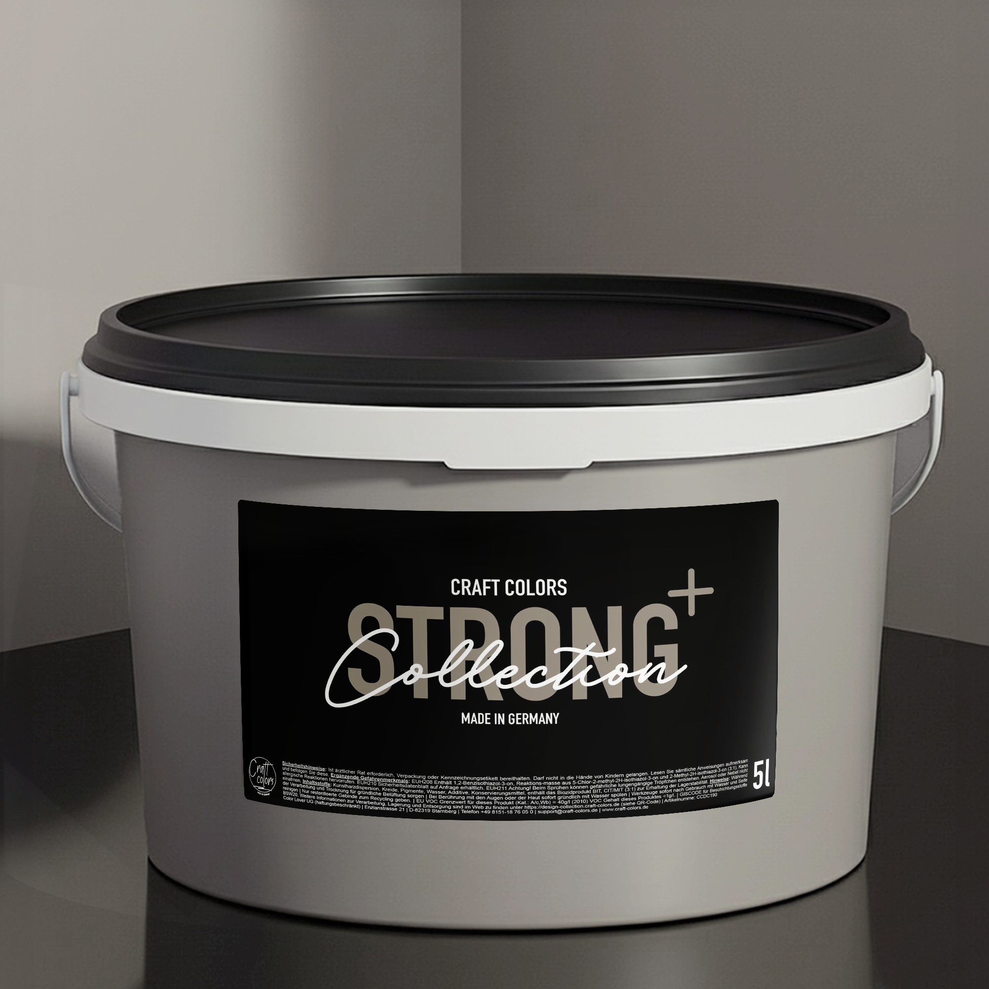 Peinture murale mate (5L) Gris Moyen / Gris Pierre n° 955, classe d'abrasion humide 1, Collection Strong+