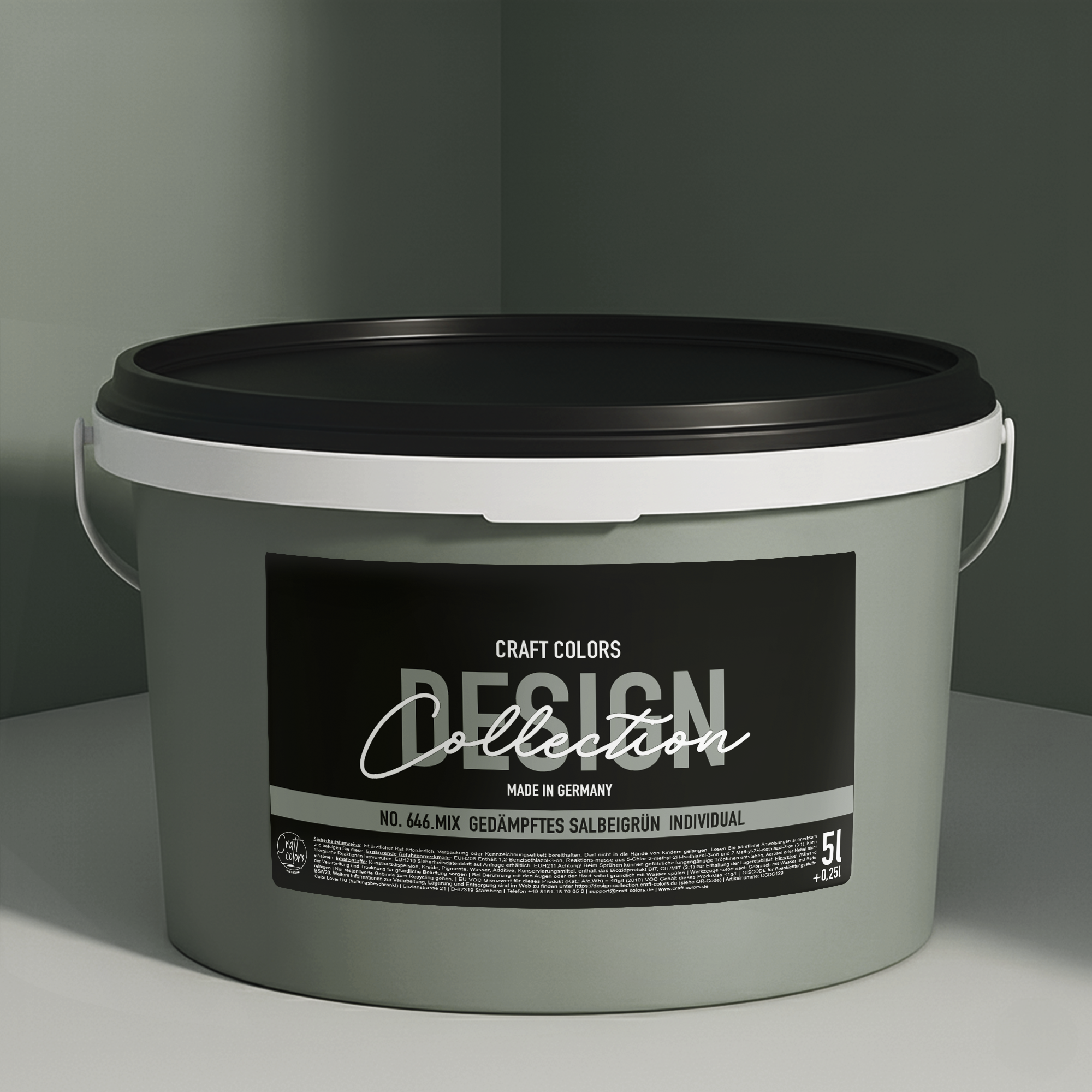 Peinture murale vert sauge atténué / vert gris n° 646.mix DC Individual