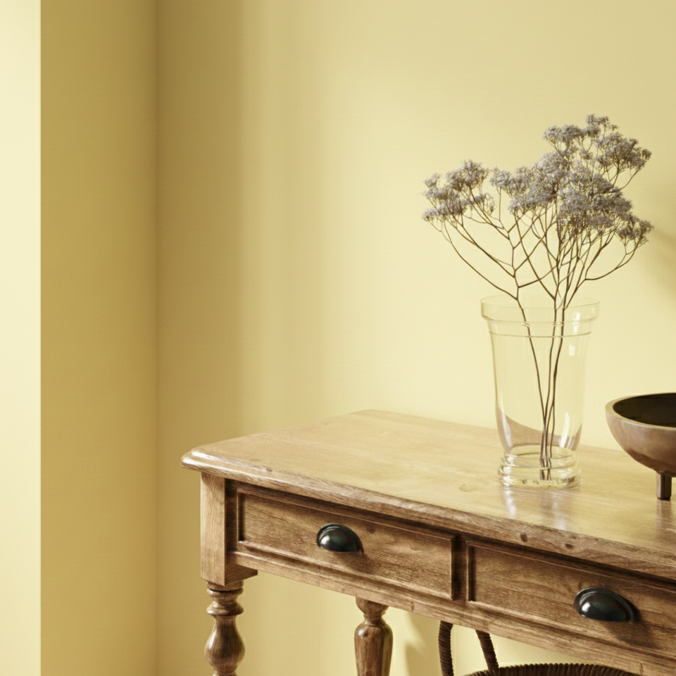 Couleur du mur : jaune citron pastel beurre, réf. VP901-340, Collection Design