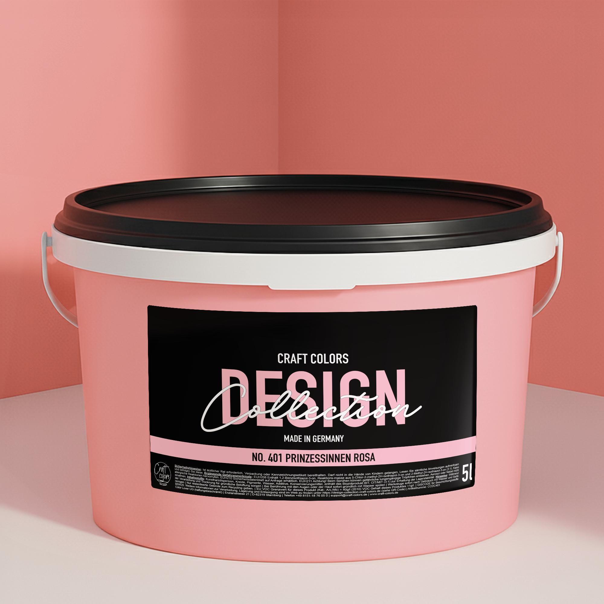 Peinture murale Rose Princesse n° 401 Collection Design (5 L) élégant mat