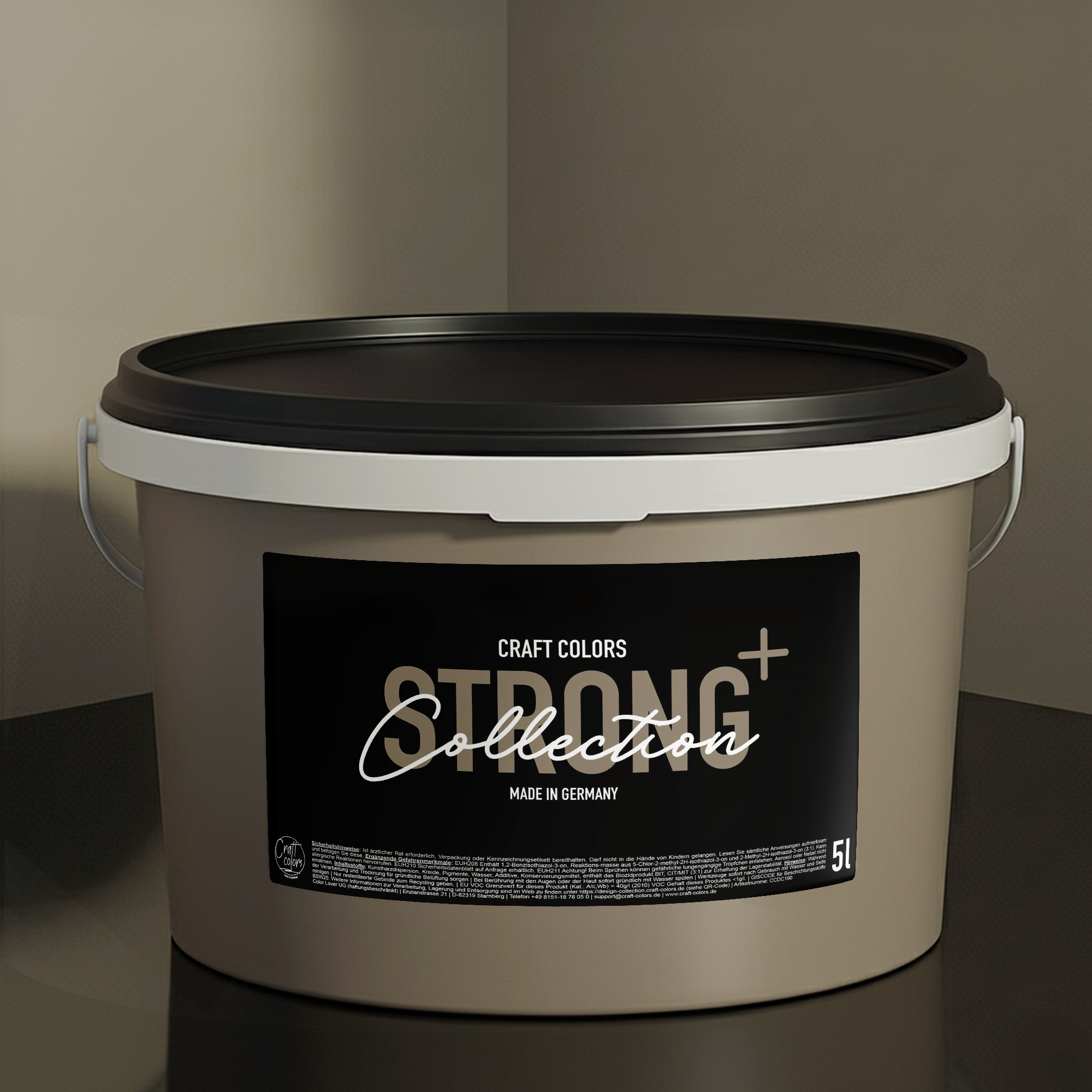 Peinture murale mate (5L) Taupe / Gris Béton n° 962, classe d'abrasion humide 1, Collection Strong+