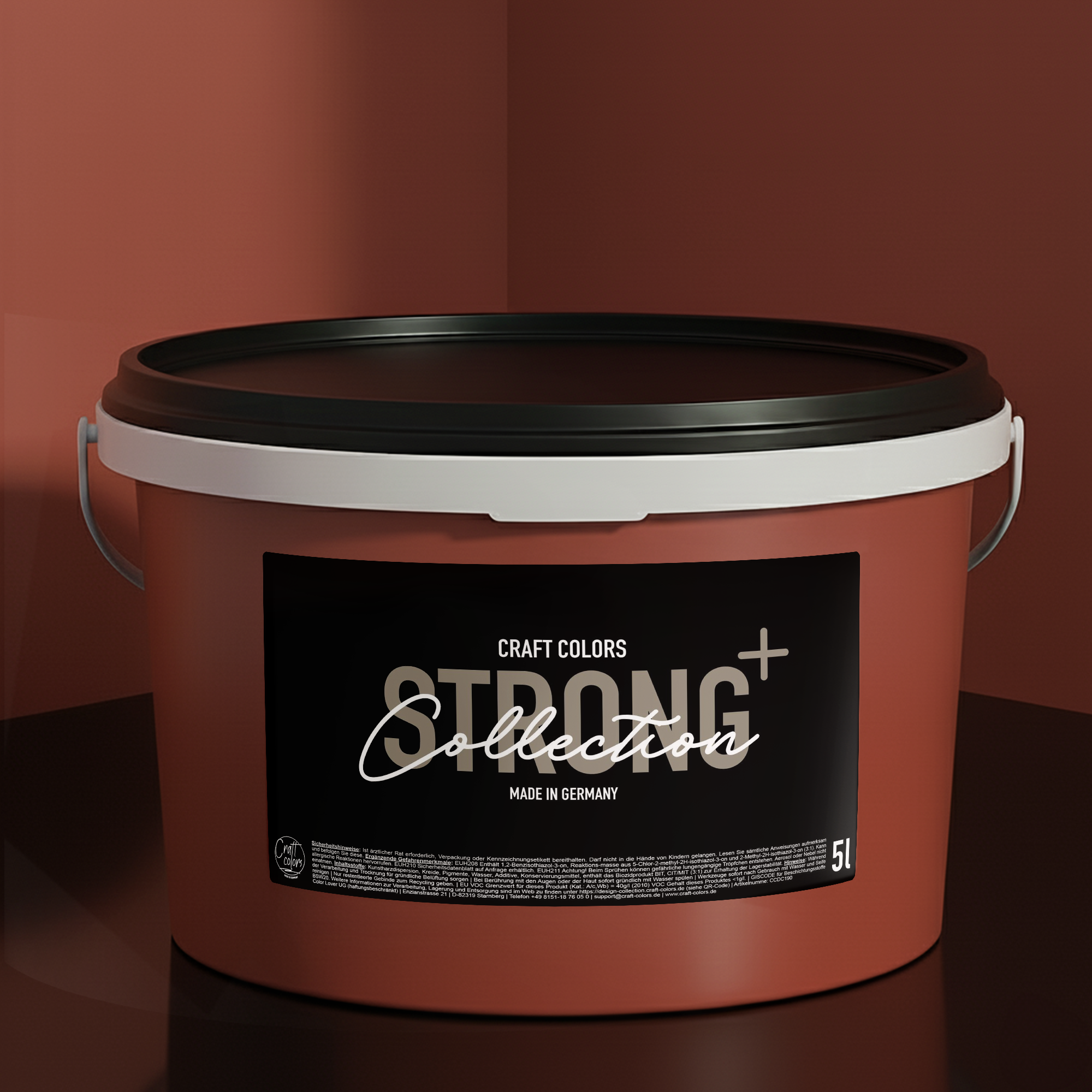 Peinture murale Rouge Terracotta n° 460, classe d'abrasion humide 1, Collection Strong+, mate 5L