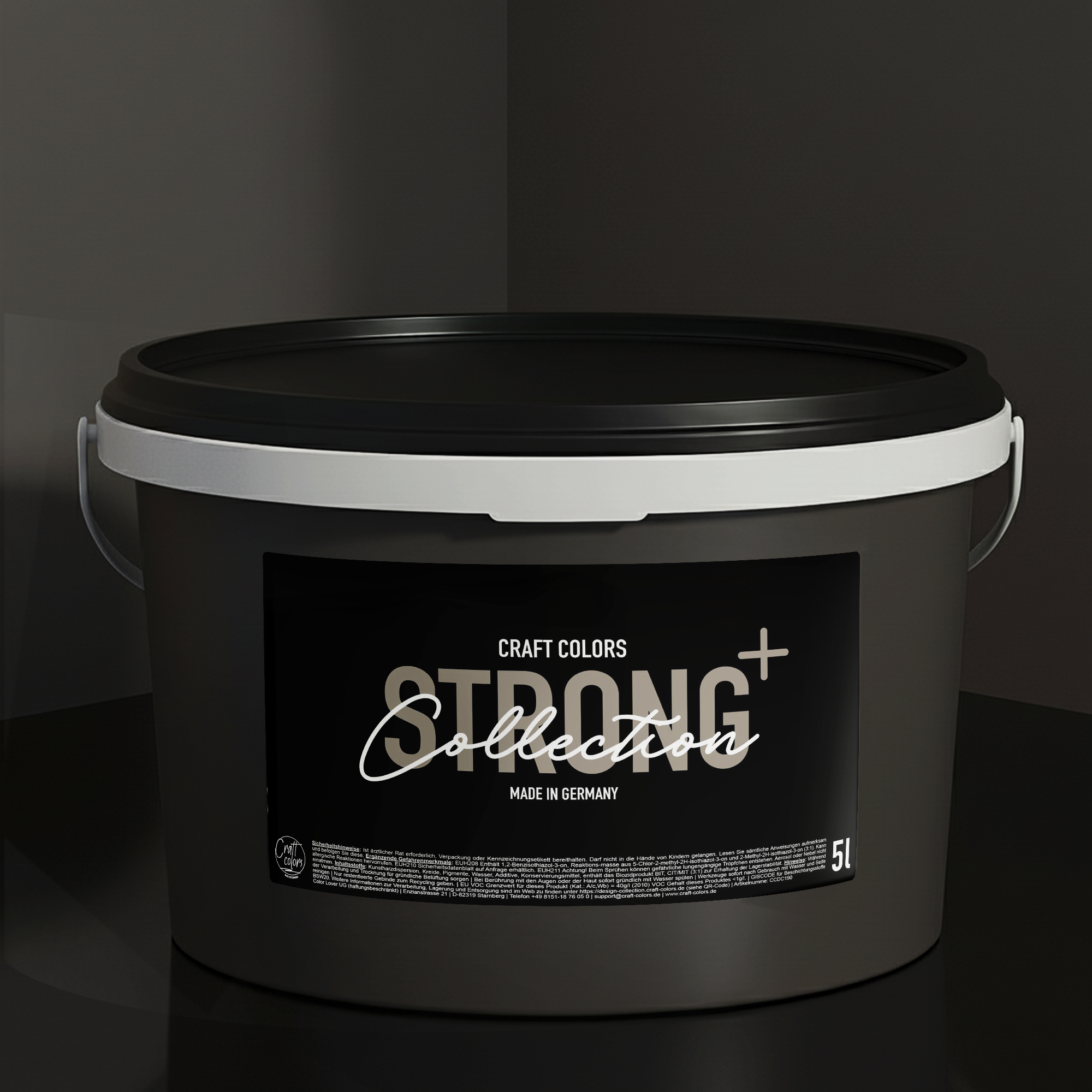 Peinture murale mate (5L) Anthracite n° 963, classe d'abrasion humide 1, Collection Strong+